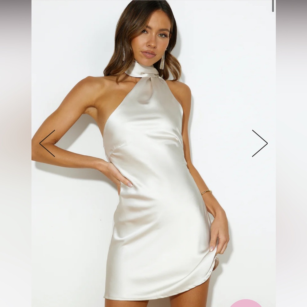 Hello Molly Luxe Arrival Satin Mini Dress Champagne